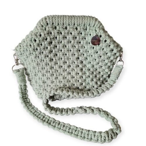 Macramé Clutch tas eucalyptus groen