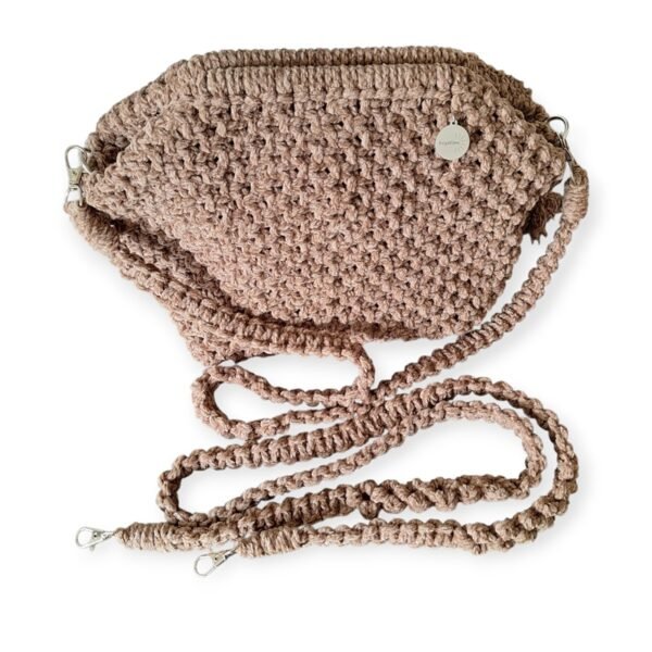 Grotere macramé clutch tas velvet bruin