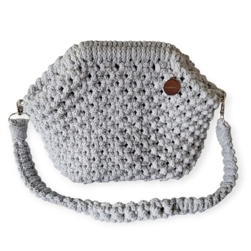 Macramé Clutch tas in 2 tinten grijs