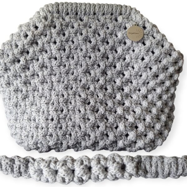 Macramé Clutch tas in 2 tinten grijs