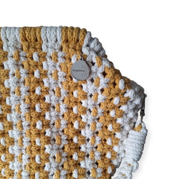 Macramé Clutch tas roomwit okergeel