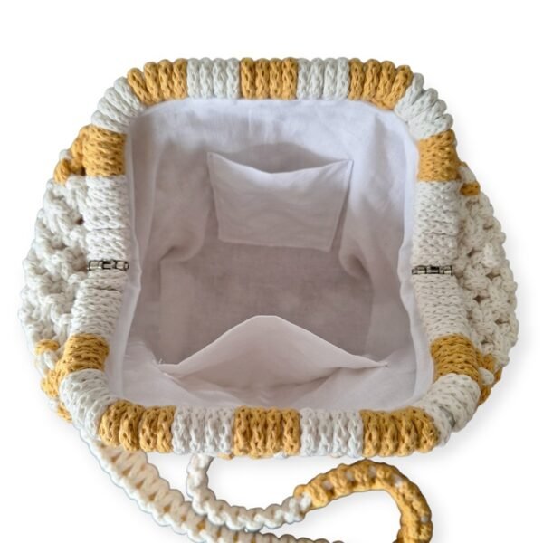 Macramé Clutch tas roomwit okergeel