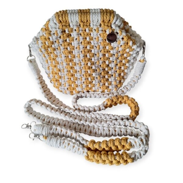 Macramé Clutch tas roomwit okergeel