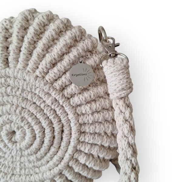 Macramé schelp tas in crême Macramé schelp tas in crême