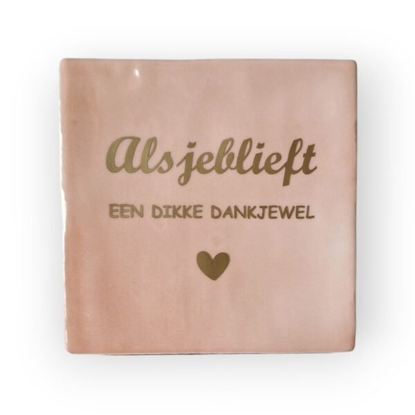 Tegelkleur roze met tekstkleur mat goud