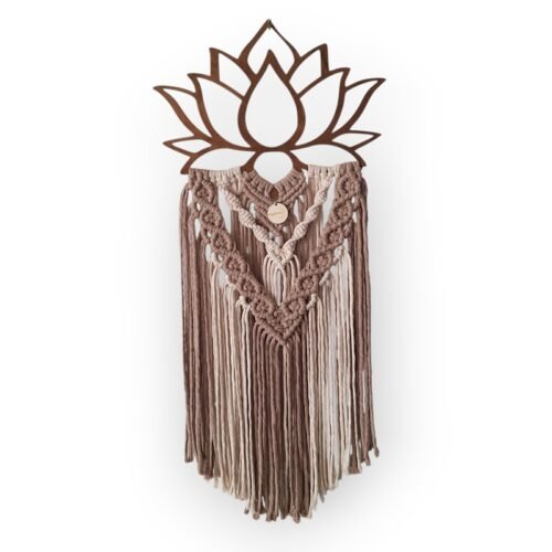 Wanddecoratie Lotus (hout) taupe crême Wanddecoratie Lotus (hout) taupe crême