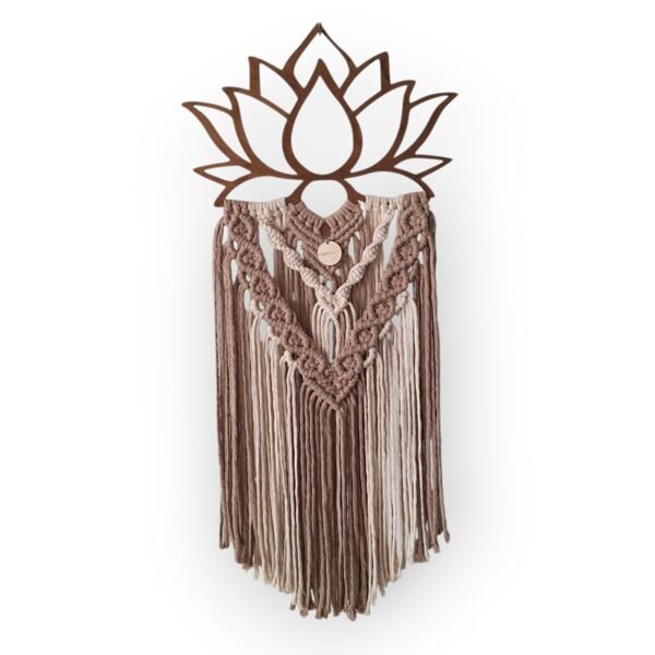 Wanddecoratie Lotus (hout) taupe crême