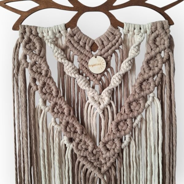 Wanddecoratie Lotus (hout) taupe crême detail