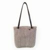 Macramé Tote bag crême met PU lederen handvaten