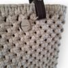 Macramé Tote bag crême met PU lederen handvaten