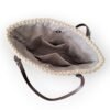 Macramé Tote bag crême met PU lederen handvaten