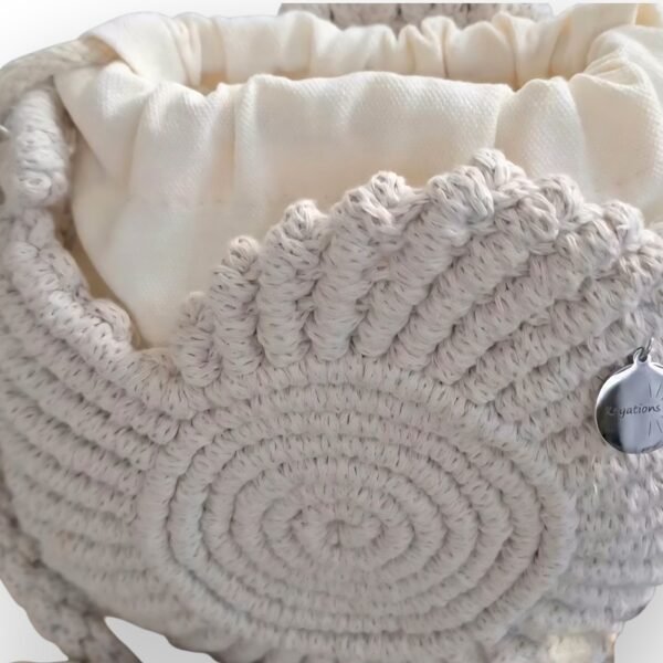 schelptas-hoofdfoto Macramé schelp tas, crème