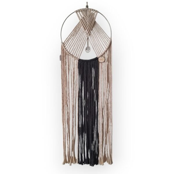 Wanddecoratie 'weef' antraciet crême