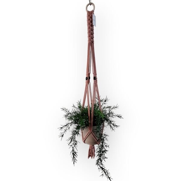 Plantenhanger Yara blush roze met beige pot 1 Plantenhanger Yara blush roze met beige pot 1