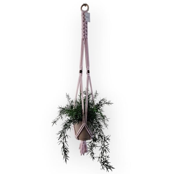 Plantenhanger Yara lichtroze met beige pot 1 Plantenhanger Yara lichtroze met beige pot 1