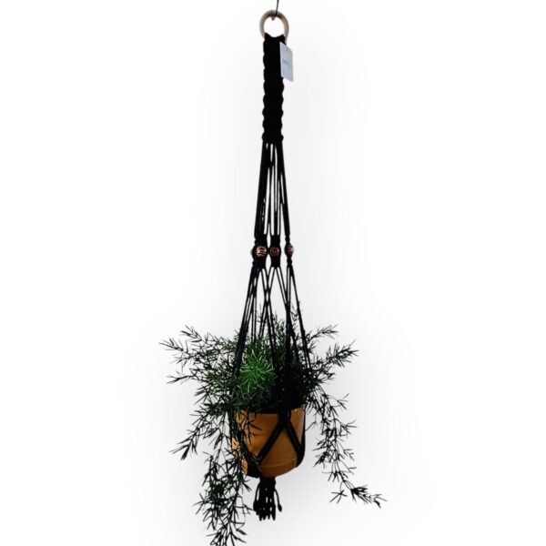 Plantenhanger Yara zwart met okergele pot 1 Plantenhanger Yara zwart met okergele pot 1