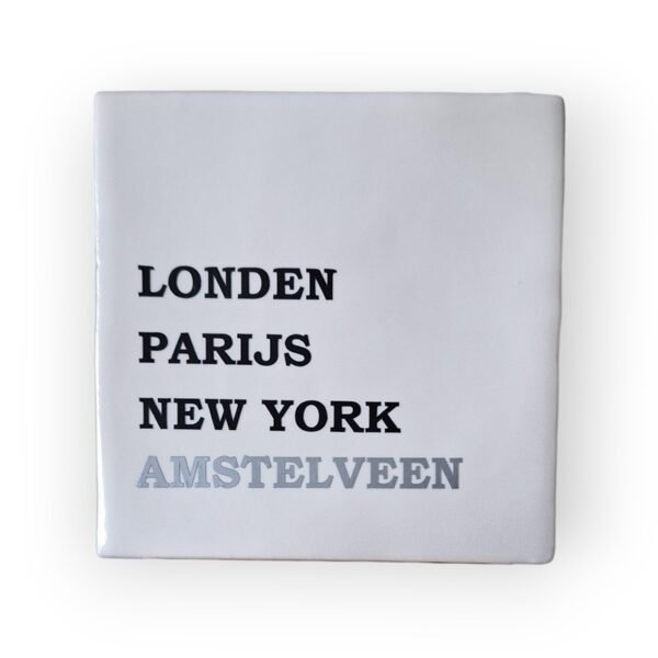 Tekst tegeltje - Woonplaats Amstelveen zilver