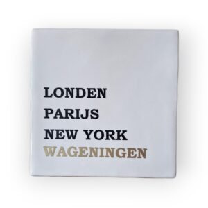 Tekst tegeltje - Woonplaats Wageningen goud