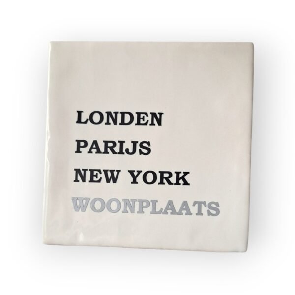 Tekst tegeltje - Woonplaats zilver