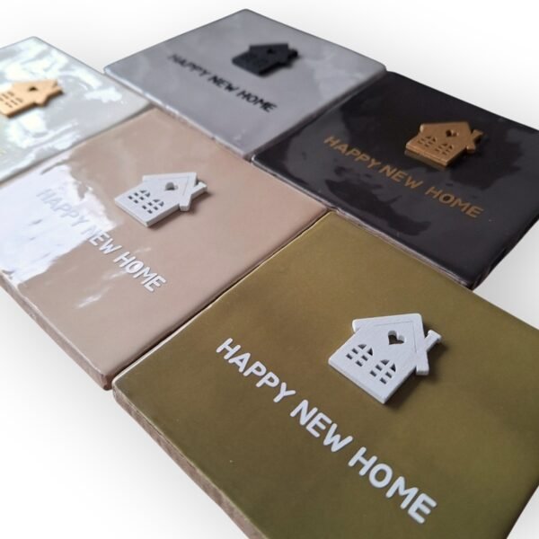 Tekst tegeltje - happy new home 3D voorbeeld Tekst tegeltje 3D - Happy new home