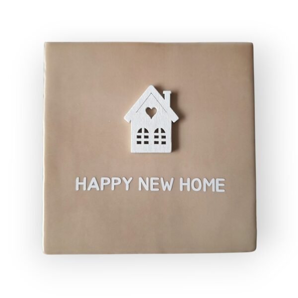 Tekst tegeltje - happy new home wit Tekst tegeltje - happy new home wit
