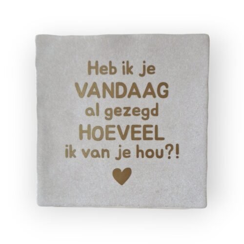 Tekst tegeltje - Heb ik je vandaag al gezegd hoeveel ik van je hou mat goud Tekst tegeltje - Heb ik je vandaag al gezegd hoeveel ik van je hou mat goud