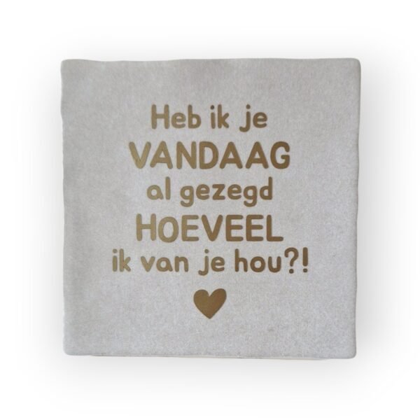 Tekst tegeltje - Heb ik je vandaag al gezegd hoeveel ik van je hou mat goud