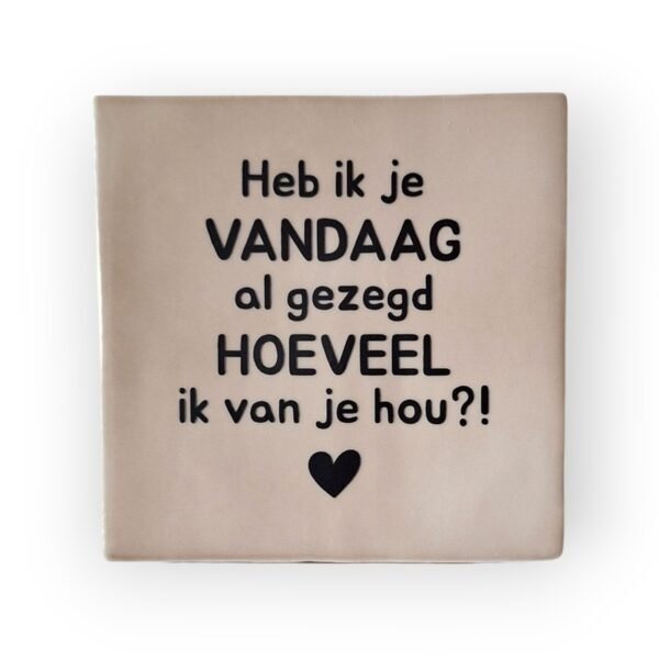 Tekst tegeltje - Heb ik je vandaag al gezegd hoeveel ik van je hou zwart