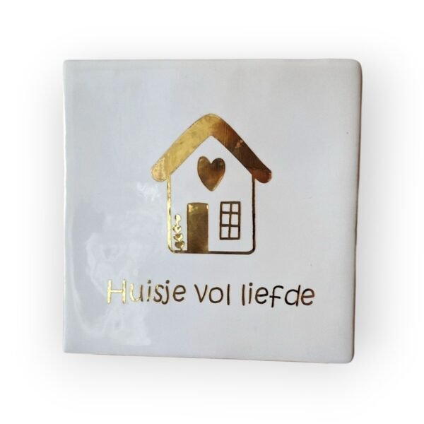 Tekst tegeltje - Huisje vol liefde spiegel goud Tekst tegeltje - Huisje vol liefde spiegel goud