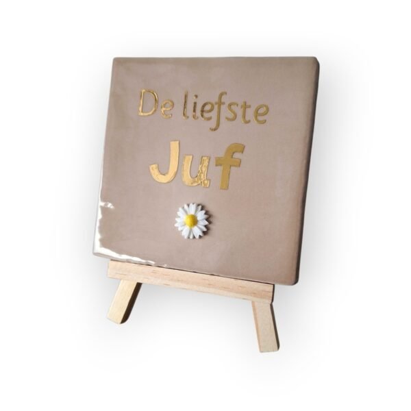 tekst-tegeltje-liefste-juf-beige-spiegel-goud